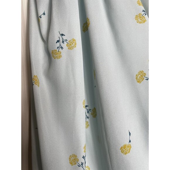 Elodie Long Sleeve Blouse Womens XS light blue green floral elastic waist/sleeve - Picture 2 of 14